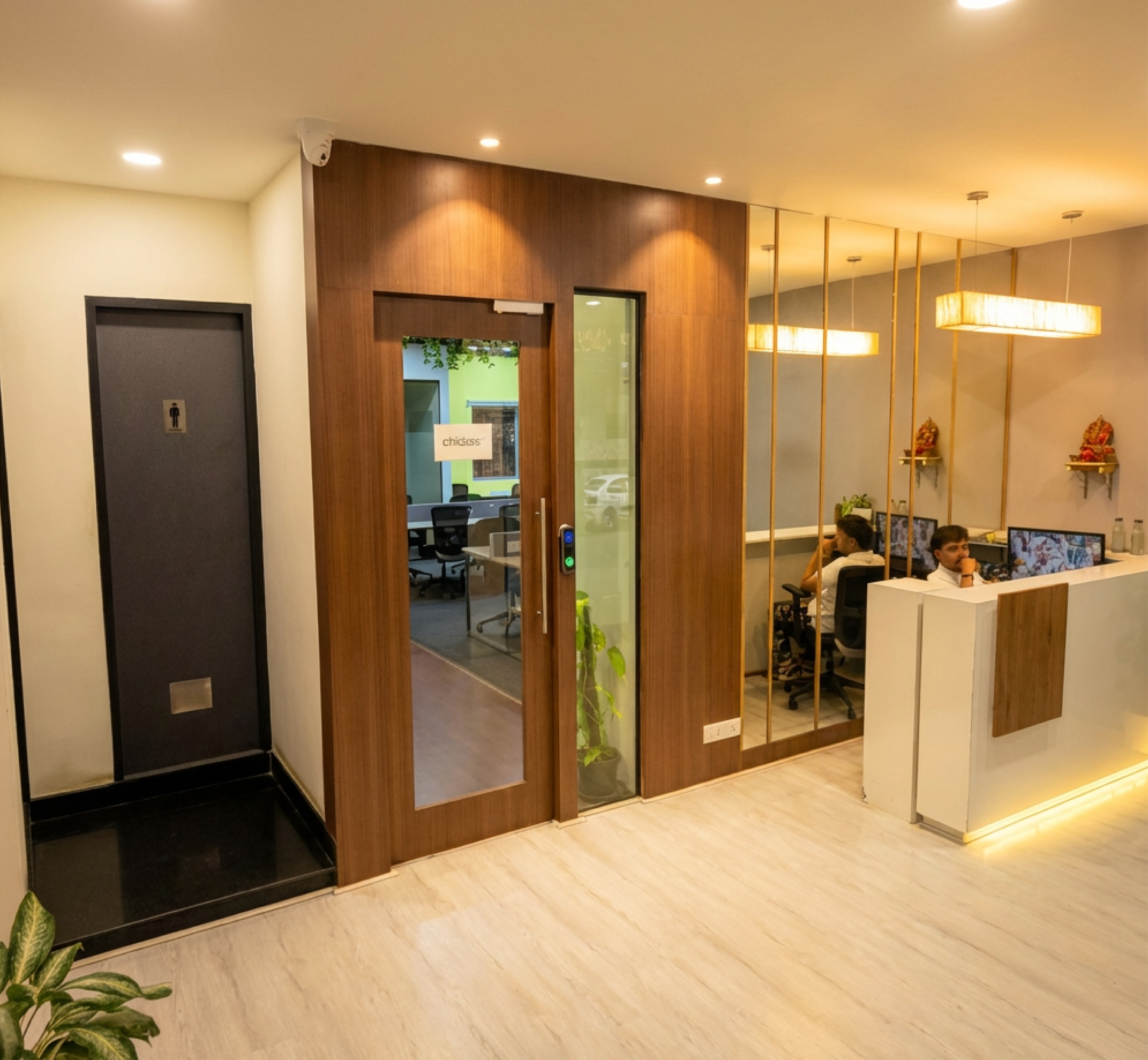 Managed office space reception area
